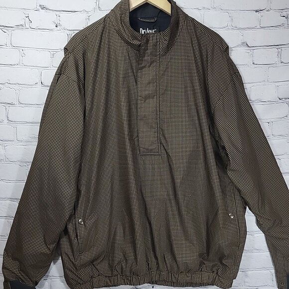 DryJoys by FootJoy Golf Jacket Mens XL Brown Houndstooth Pullover - Picture 2 of 14